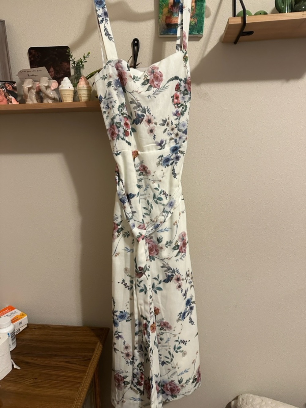 Lulus Sunny Posture Ivory Floral Sleeveless Midi Dress White - Size S - Picture 2 of 2